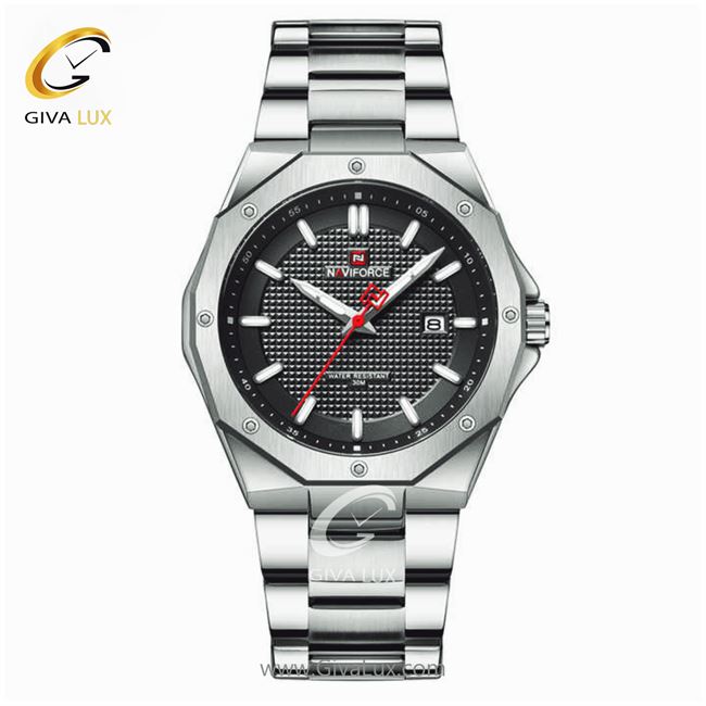 ساعت مچی اورجینال مردانه ناوی فورس|Naviforce|نوی فورس|نیوی فورس نقره ای | نقره ای| مشکی| کد رفرنس NF9200